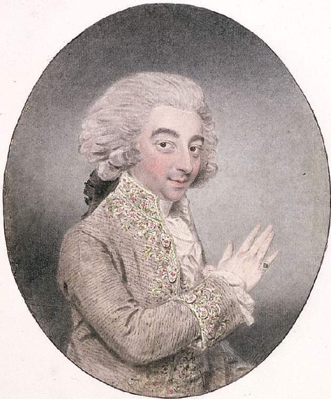 Major William Arabin was to be immortalized in the painting ‘Major Arabin as Sir Bashful Constant’ by John Downman in 1787. 
