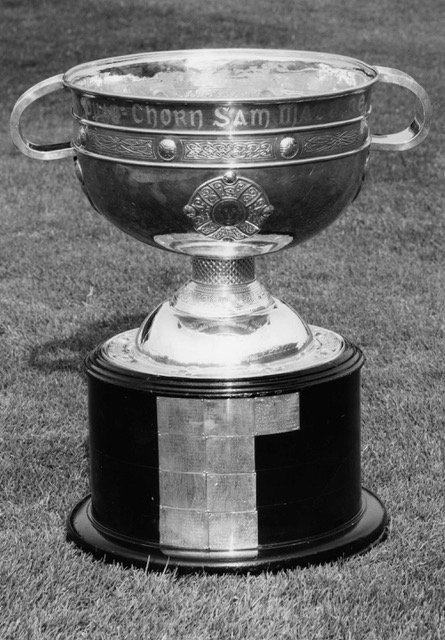 The Sam Maguire Cup was modelled on the Ardagh Chalice and made by Hopkins and Hopkins. jewellers and silversmiths at 2 O'Connell Street, Dublin (now a bank). The brothers' family originally hailed from Tuckamine, about half way between Tullow to Rathvilly and Carlow to Hacketstown. They were also connected to Knocknagan by Lisnavagh, County Carlow.