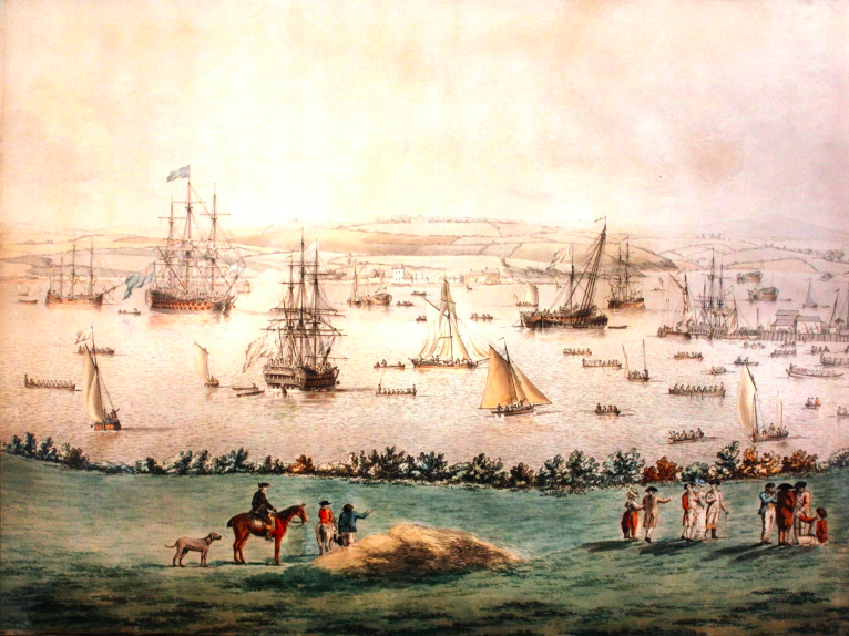 Section of Mount Edgcumbe Panorama (Men-of-War and other vessels on Hamoaze) c.1779 