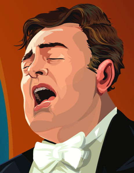 Count John McCormack. Illustration by Derry Dillon, extracted from Past Tracks (2021).