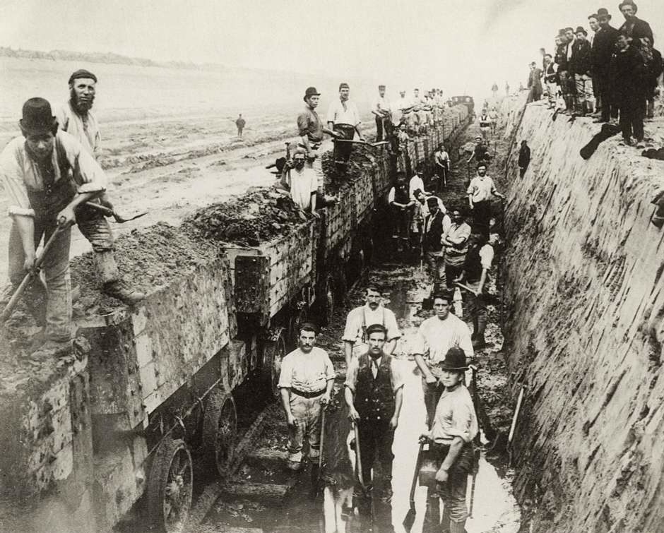 Navvies at work on the Manchester Ship Canal.