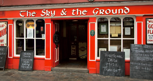 Blackboards invite passers by to sample the food, drink and music offered within. The pub name above was designed by Martin Hopkins. Photo: James Fennell.