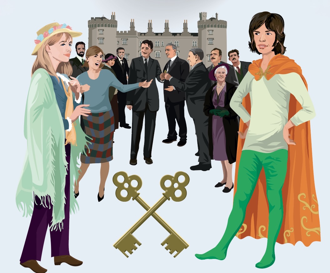 Mick Jagger and Marianne Faithful. Illustration: Derry Dillon.