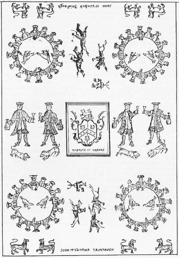 Detail from the McClintock of Trintaugh tablecloth from circa 1736.