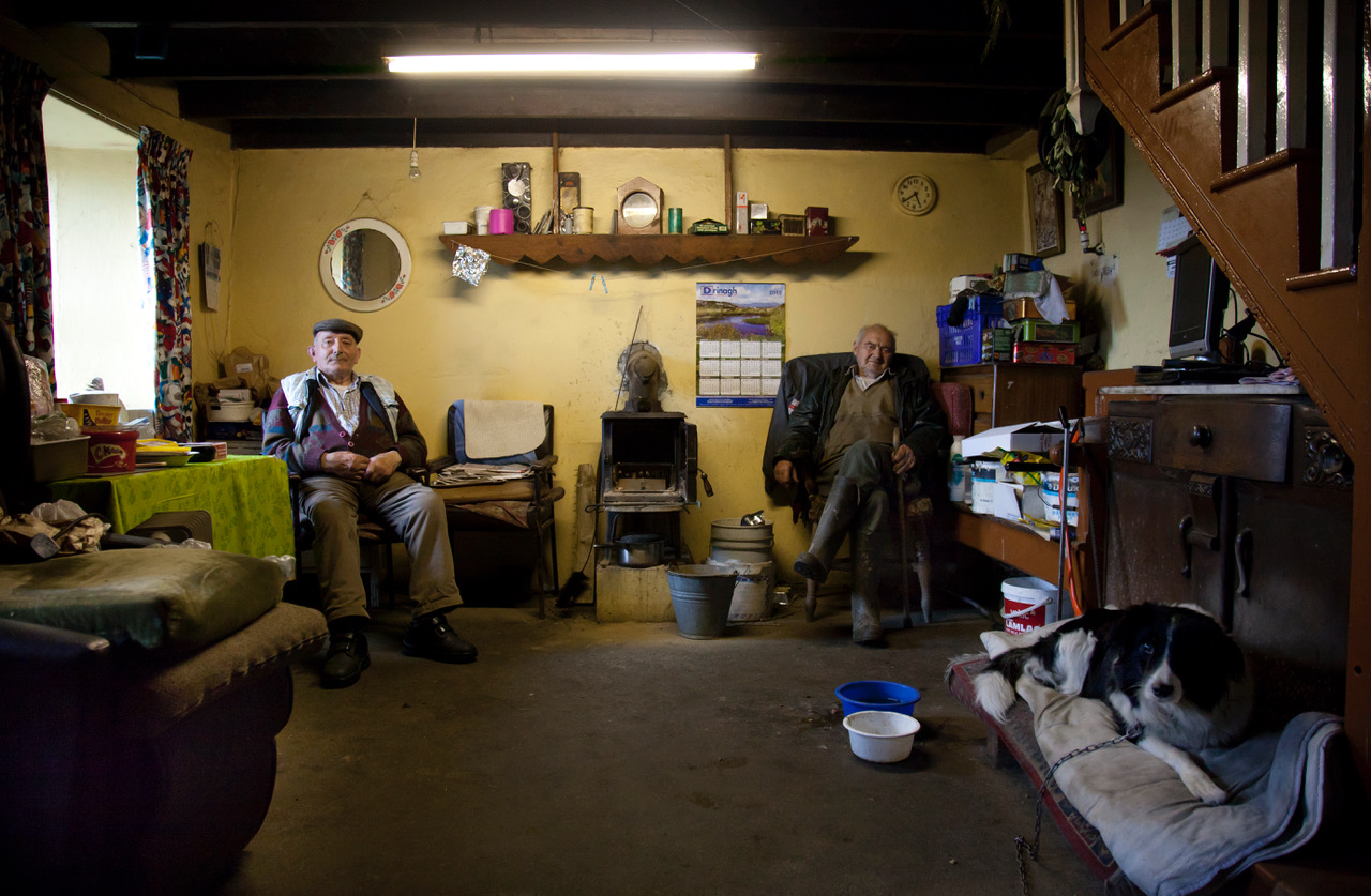 Timmy O’Keefe (b. 1931, Farmer) & Patsy Kingston (b. 1935, Farmer, Soldier and Bus Driver), Caherlaska, Co. Cork. Photo: James Fennell.