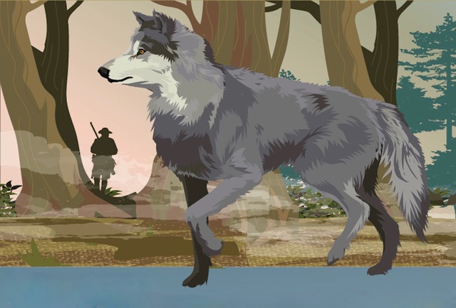A wolf hunt in the Great Scaldwood. Illustration: Derry Dillon.