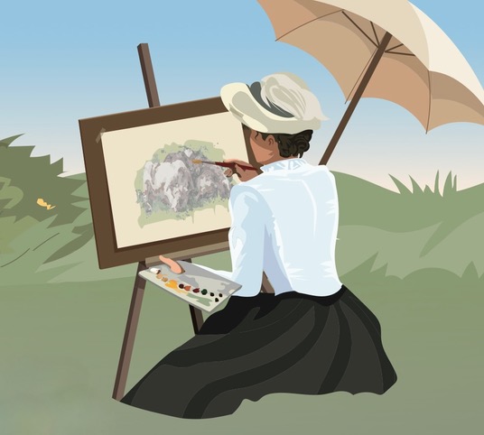 Mildred Ann Butler painting her lovely cattle. Illustration: Derry Dillon.