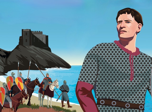Maurice FitzGerald and the Black Castle of Wicklow. Illustration: Derry Dillon.
