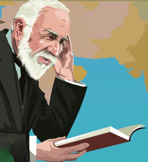 Sir George Grierson (1851–1941).  Illustration: Derry Dillon.