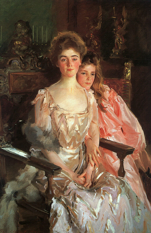 “Mrs. Fiske Warren (Gretchen Osgood) and Her Daughter Rachel” is a 1903 oil on canvas portrait by the American artist John Singer Sargent. It depicts Gretchen Osgood Warren, an accomplished actress, singer, and poet from a prominent Boston family, seated with her eldest daughter Rachel Warren, who later married Bob Barton. The portrait was painted at Fenway Court, the Boston home of art collector Isabella Stewart Gardner, where Sargent had a temporary studio.