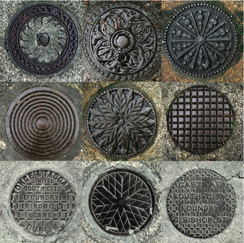 Here are nine of the coal covers that Dubliners walk upon daily. Made by foundries in the Dublin Docklands, these mark the chutes down which coal were poured during the 19th and 20th centuries to ensure vital heating and cooking fuel supplies.