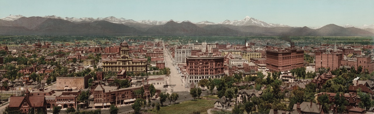Born in New York, William Henry Jackson (1843-1942) survived the Civil War to become a painter, geological survey photographer and explorer of considerable fame. He is probably best known for his images of the American West and for helping to create the Yellowstone National Park. He took this fabulous photo of Denver in 1898. See hi-res version here