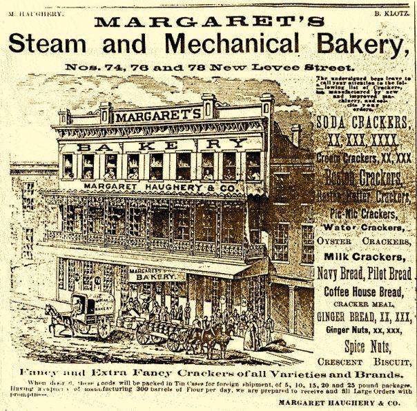 An advert for Margaret’s Steam Mechanical Bakery in New Orleans, 1881.
